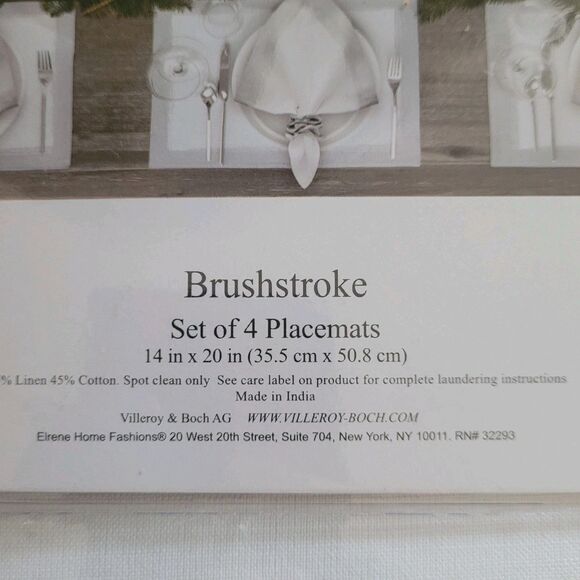 Villeroy & Boch Placemats Linen Cotton 4 pc White Silver 14 x 20 NEW - Picture 3 of 10